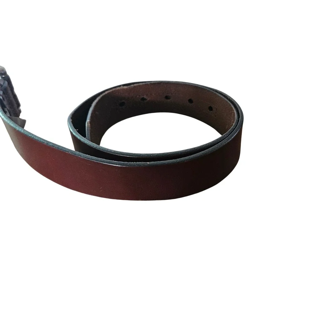 Fossil Men's Brown Genuine Leather Belt Size 34 Silver Tone Buckle Classic